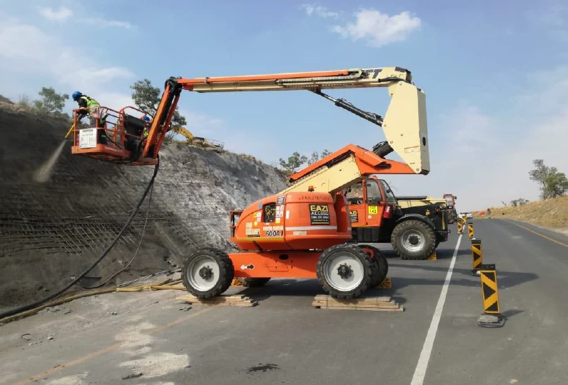 Specialist sprayed concrete works for slope stabilization