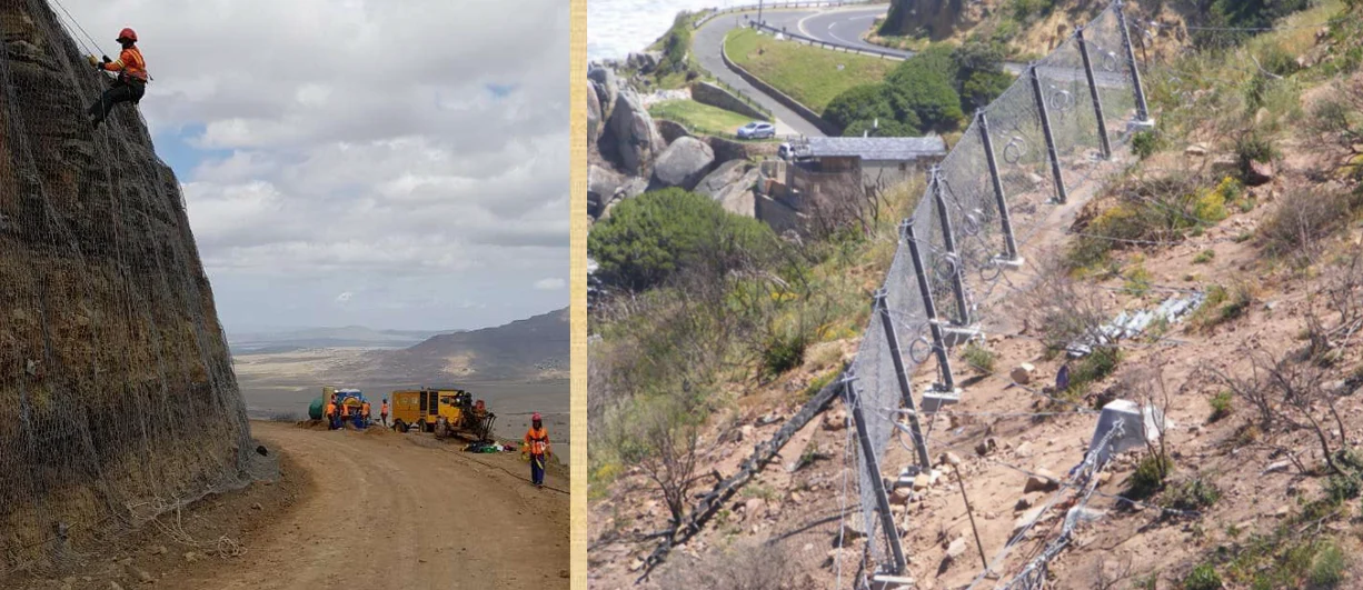 Meshing on Slopes, Rope Access & Catch Fencing Works to Protect Roads, Road Users and Property
